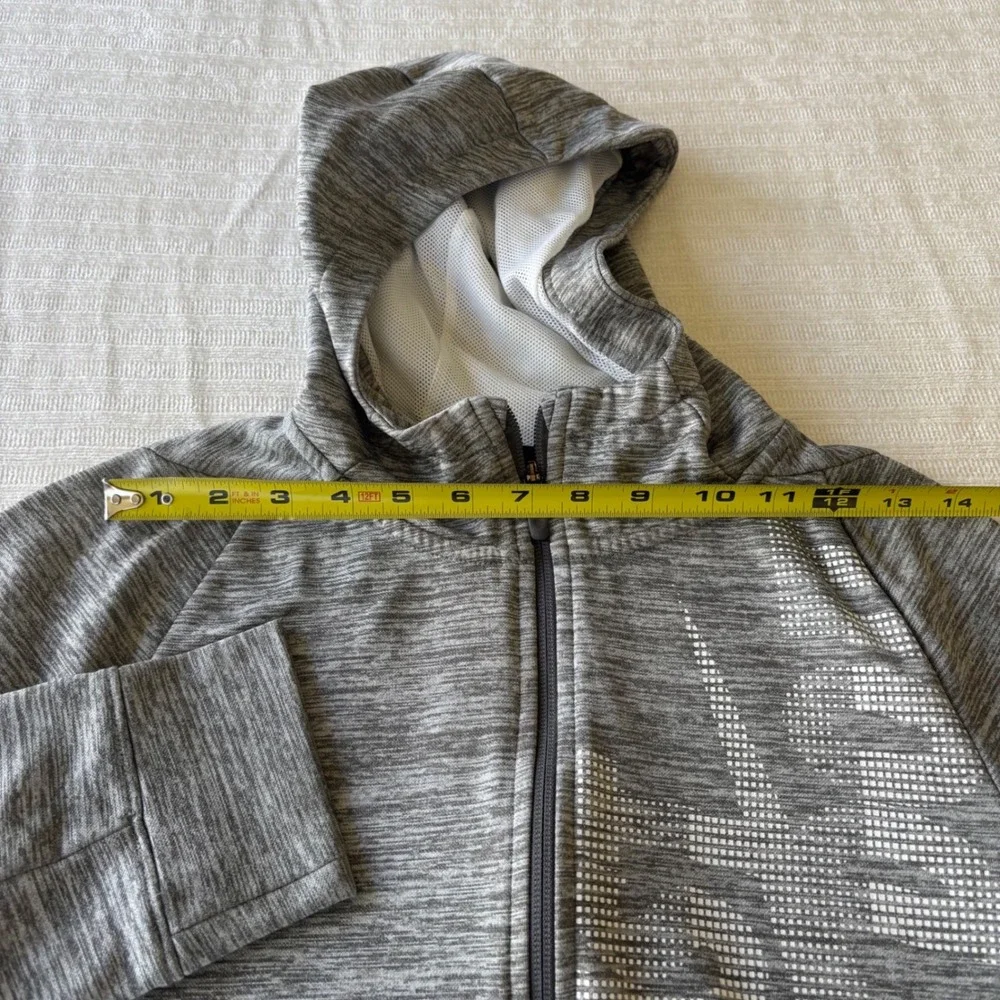 Nike Boys Dri-FIT Full Zip Hoodie Gray Space Dye‎ Pixel Swoosh 939852-091 Large